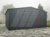 Plechová garáž sedlová grafit 5m x 6m výklopná vrata