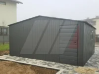 Plechová garáž sedlová grafit 5m x 6m výklopná vrata