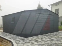 Plechová garáž sedlová grafit 5m x 6m výklopná vrata