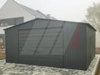 Plechová garáž sedlová grafit 5m x 6m výklopná vrata