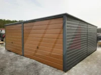 Dvougaráž z trapézového plechu grafit 6m x 6m výklopné brány