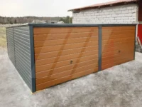 Dvougaráž z trapézového plechu grafit 6m x 6m výklopné brány