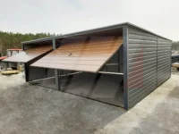 Dvougaráž z trapézového plechu grafit 6m x 6m výklopné brány