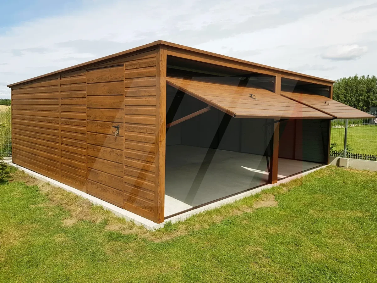 Dvougaráž z trapézového plechu multigloss 6m x 6m