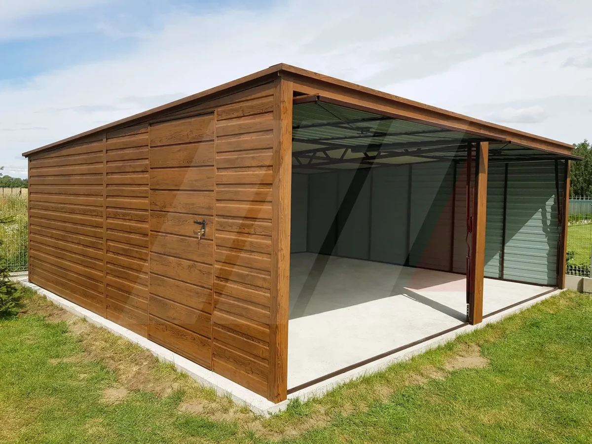 Dvougaráž z trapézového plechu multigloss 6m x 6m