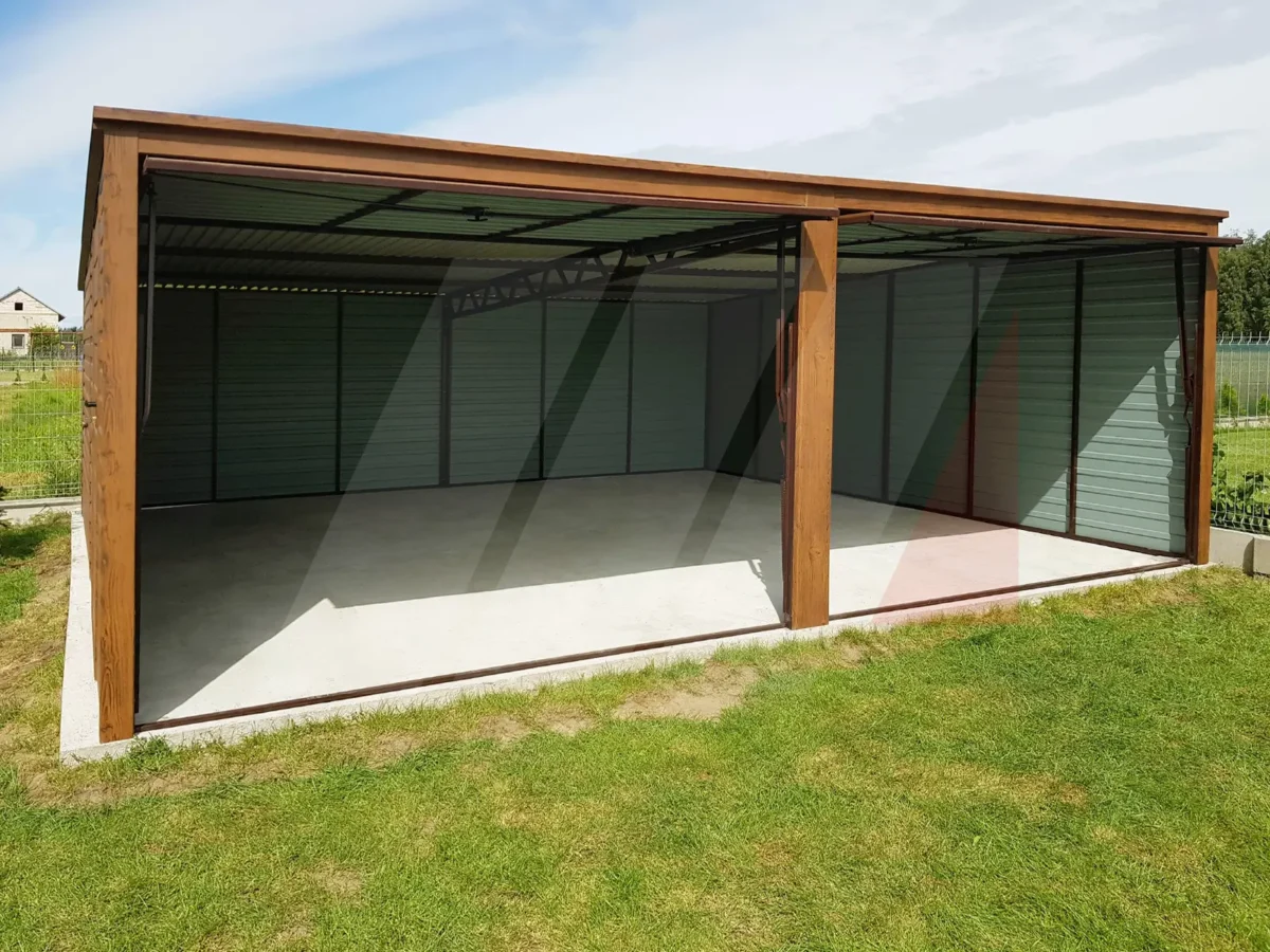 Dvougaráž z trapézového plechu multigloss 6m x 6m