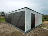 Trojgaráž z trapézového plechu bílá 9m x 5m