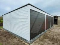 Trojgaráž z trapézového plechu bílá 9m x 5m