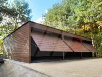 Trojgaráž z trapézového plechu ořech 9m x 6m