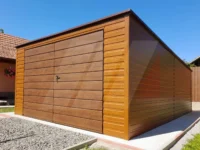 Plechová garáž zlatý dub spád střechy dozadu 4m x 5m