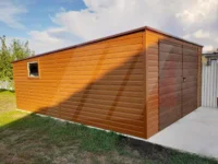 Plechová garáž zlatý dub spád střechy dozadu 4m x 5m