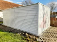 Garaż blaszany biały spad do tyłu 3m x 5m brama dwuskrzydłowa - Obrázek 4