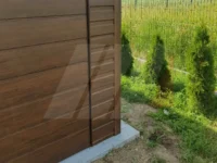 Plechová garáž ořech spád střechy dozadu 3.5m x 5m