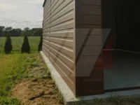 Plechová garáž ořech spád střechy dozadu 3.5m x 5m