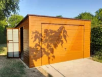 Garaż blaszany złoty dąb spad do tyłu 3.5 x 5 brama uchylna
