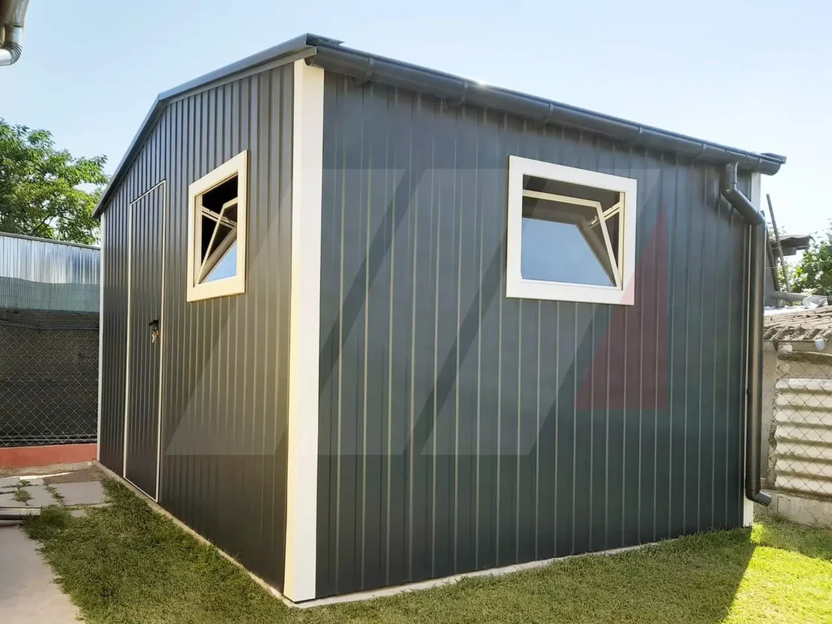 Zahradní nářaďový domek se sedlovou střechou grafit 3.5m x 3m