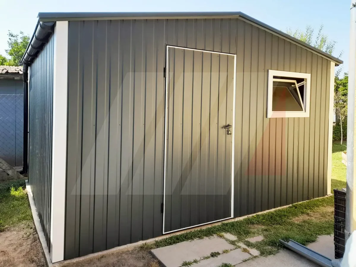 Zahradní nářaďový domek se sedlovou střechou grafit 3.5m x 3m