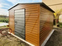 Zahradní domek se sedlovou střechou zlatý dub grafitové dveře