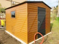 Zahradní domek se sedlovou střechou zlatý dub grafitové dveře