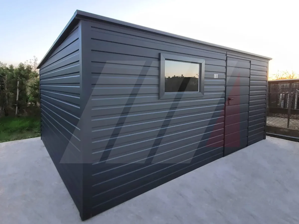 Zahradní nářaďový domek 5m x 4m se střechou se sklonem dozadu