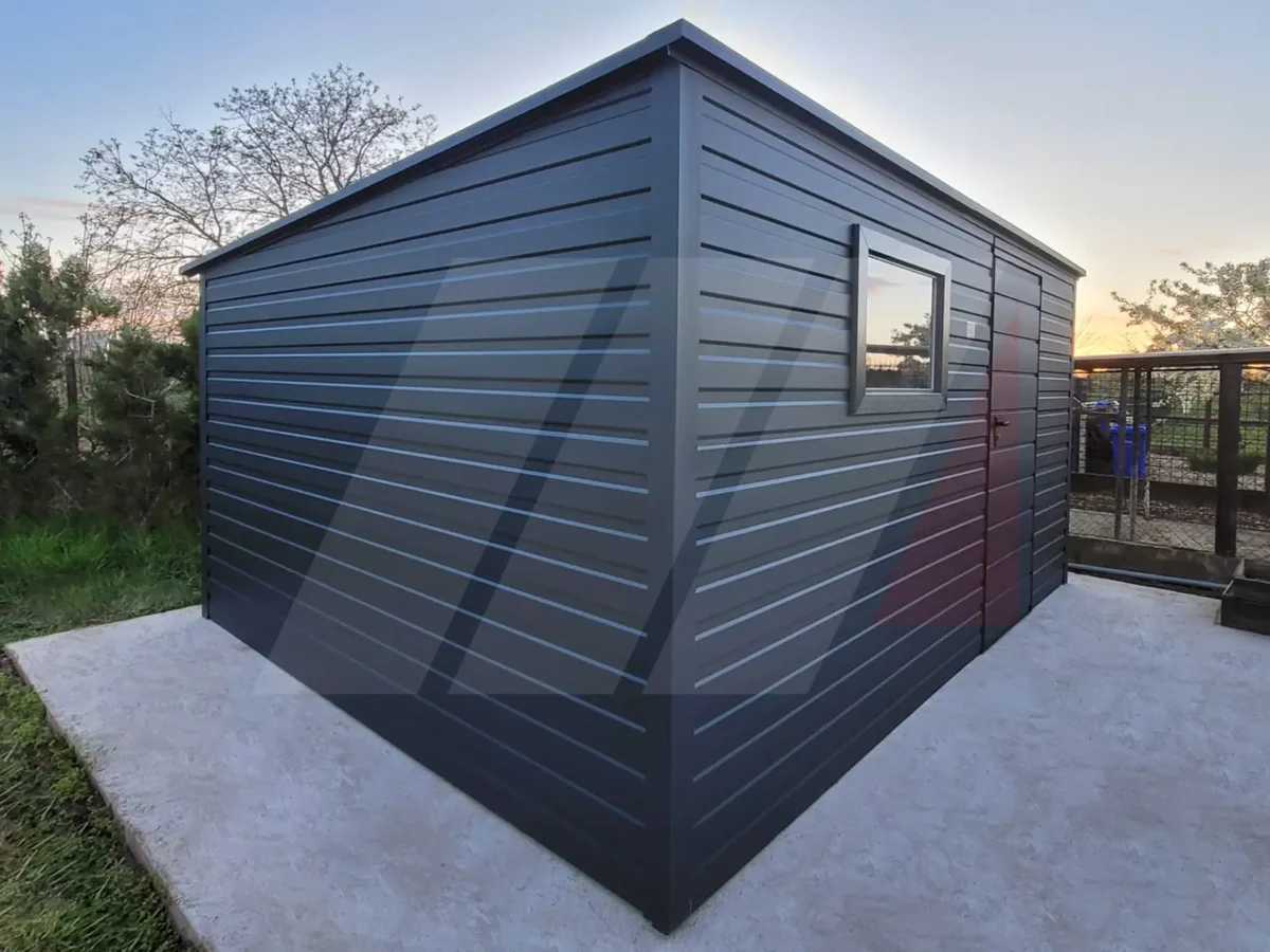 Zahradní nářaďový domek 5m x 4m se střechou se sklonem dozadu