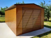 Plechové garáže Plechová garáž se sedlovou střechou 4m x 6m dvoukřídlá brána