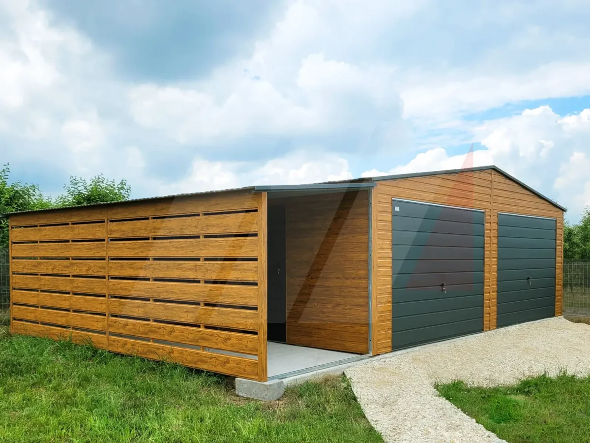 Plechové garáže s přístřeškem