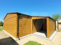 Plechová dvoustáníková garáž 6m x 6m plus přístřešek 2m x 4m