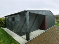 Plechová dvoustáníková garáž s nikou 9m x 6m grafit