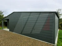 Plechová dvoustáníková garáž s nikou 9m x 6m grafit