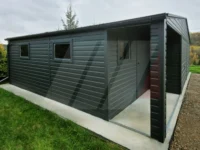 Plechová dvoustáníková garáž s nikou 9m x 6m grafit