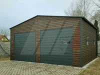 Plechové skladové haly Skladová hala se sedlovou střechou 8m x 6m, vrata výklopná