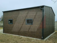 Skladová hala se sedlovou střechou 8m x 6m, vrata výklopná