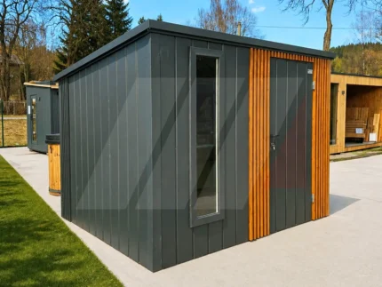 Domek na nářadí Premium 2.75 × 2.35 m – antracit + lamely