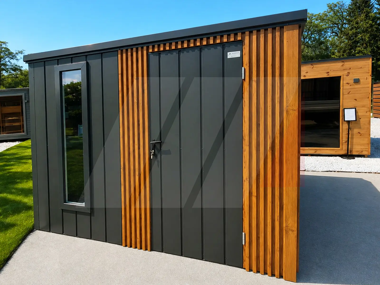 Domek na nářadí Premium 2.75 × 2.35 m – antracit + lamely