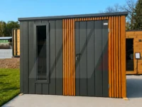 Domek na nářadí Premium 2.75 × 2.35 m – antracit + lamely